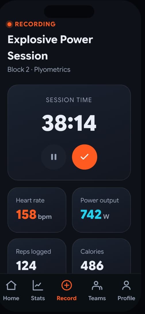 Live workout recording