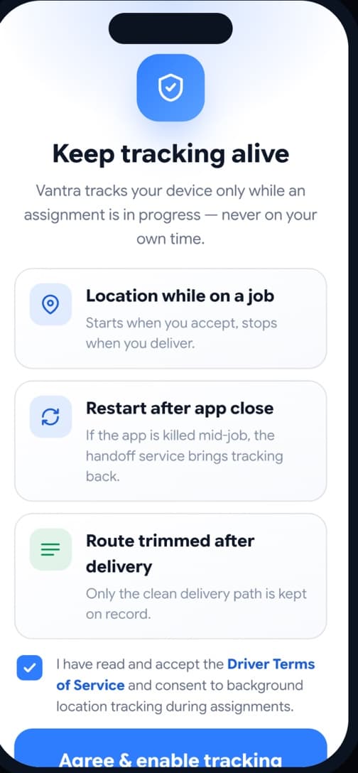 Background tracking consent