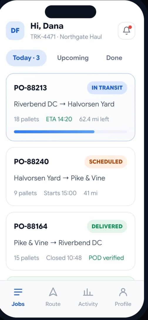Driver assignment list
