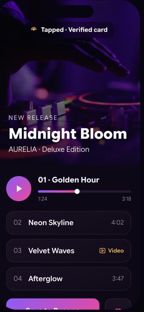 Tap-to-open release microsite