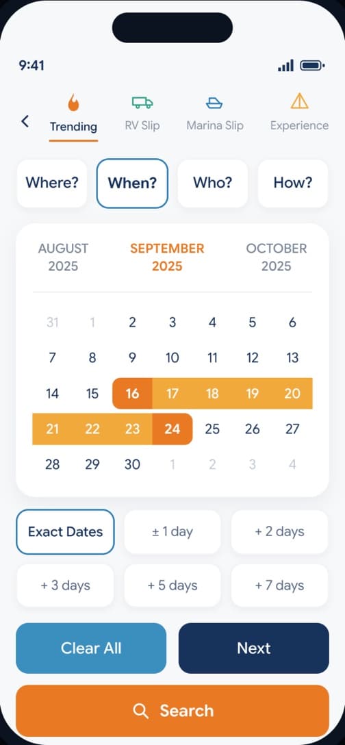 Slipstr date range picker with flexibility windows